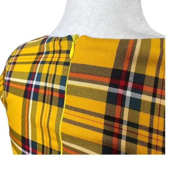 Hanpceirs Cap Sleeve 1950s Retro Vintage Style swing Gold Plaid Dress size XS - Picture 10 of 12